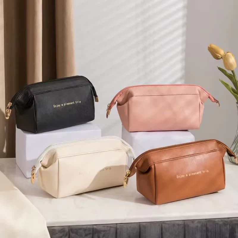 Borsa per il trucco in pelle Borsa per cosmetici da viaggio Custodia per trucco portatile da donna Borsa per cosmetici multifunzionale impermeabile Borsa per cosmetici da donna