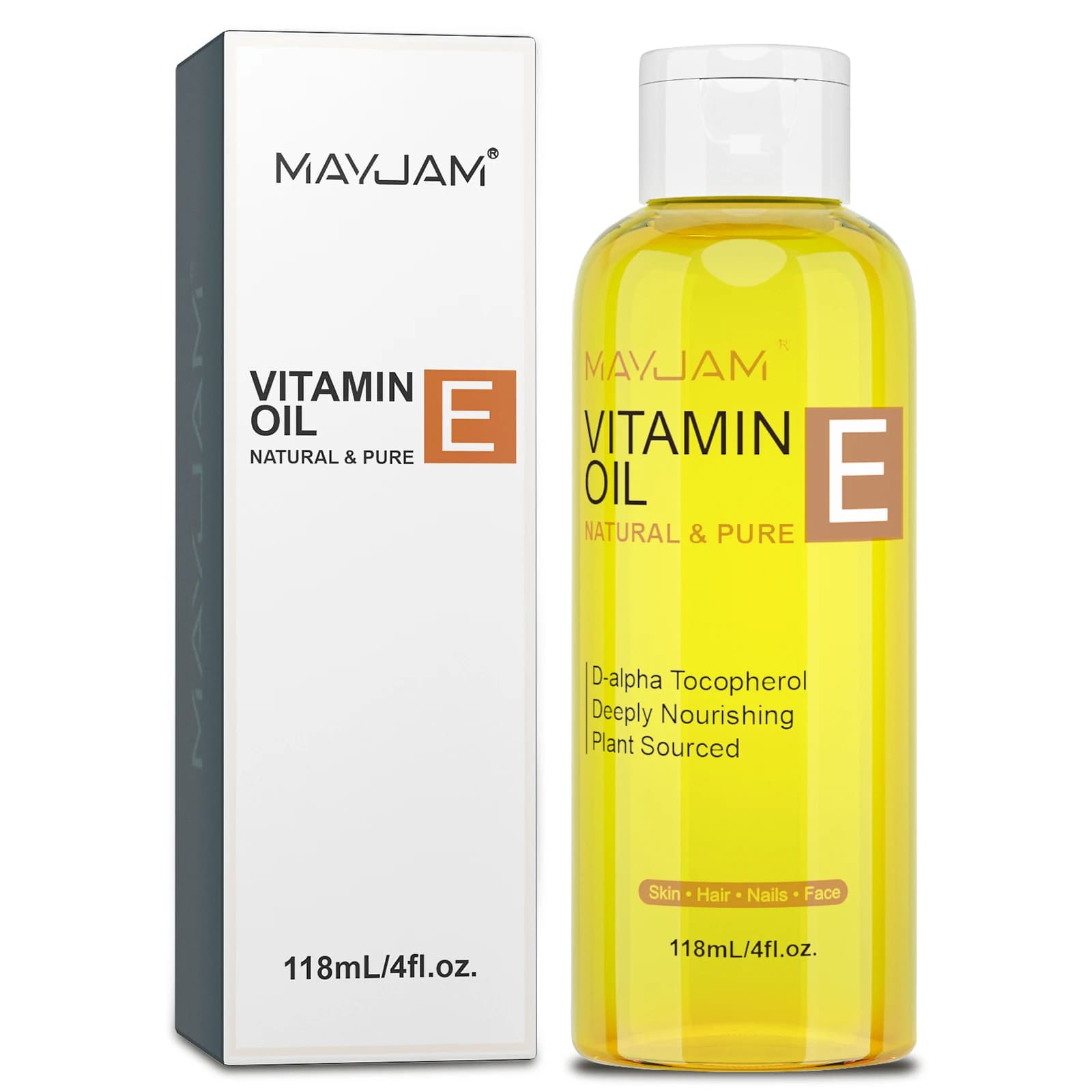 MAYJAM Vitamin Oil E 118ml for Skin, Hair and Face Hydrating and Natural Nutrient D-Alfa Tocoferol with Vegetal Base