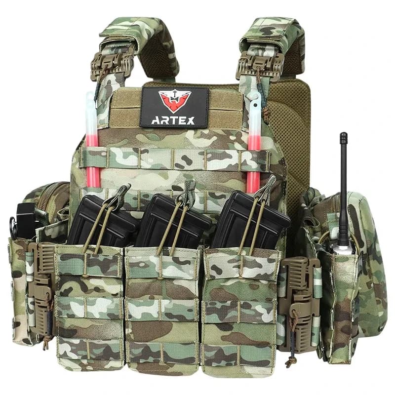 Gilet tattico ARTEX con tripla custodia per caricatore, tessuto in nylon 1000D, sgancio rapido, 6094K, caccia, accessori da combattimento softair