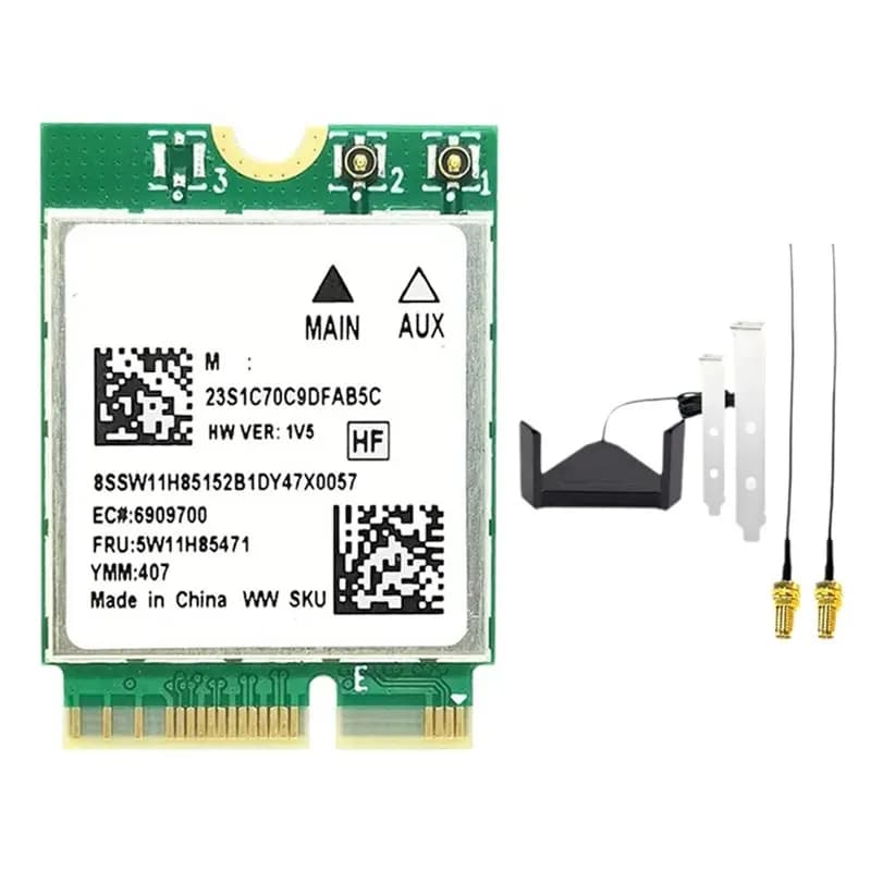 Scheda Wifi7 A23F-RTL8922AE + Antenna Rotante 2.4G/5G/6G 6338Mbps Bluetooth5.4 M.2 NGFF Adattatore Wifi Wireless per Win10/11
