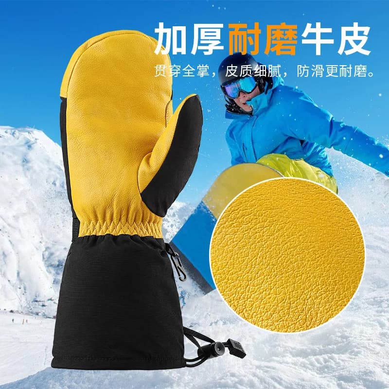 Winter gloves for men and women, warm, for mountaineering, cycling and skiing, in waterproof leather, for snowboarding, hiking and cold weather