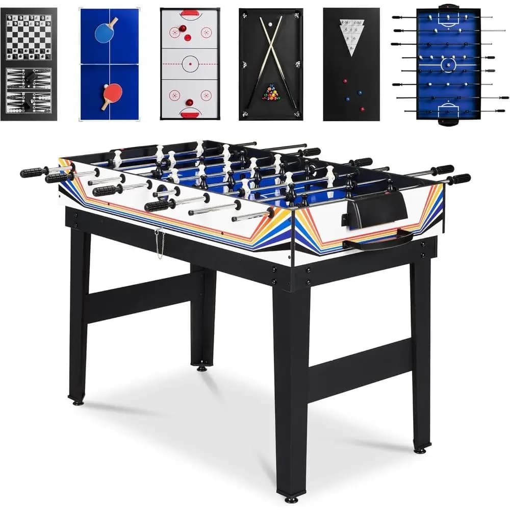 Set Tavolo Multigioco 10-in-1 per Casa, Sala Giochi - Hockey, Calcio Balilla, Biliardo, Shuffleboard, Ping Pong, Scacchi, Dama, Bowling, Biliardo Americano