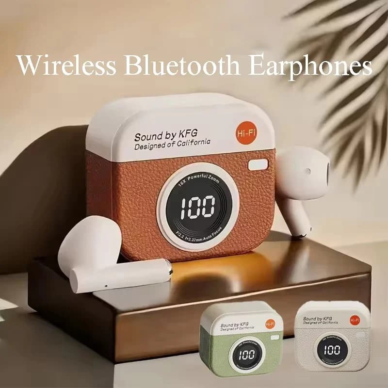 Auricolari Bluetooth 5.4 TWS Wireless con Microfono HD, Riduzione del Rumore, Bassi Hi-Fi 9D, Impermeabili per Sport