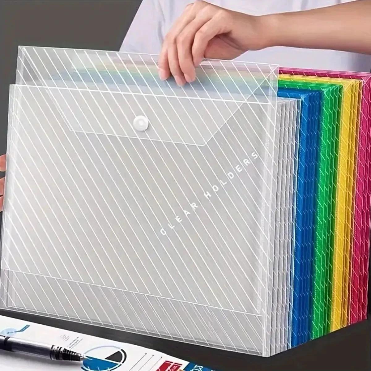 10 Pieces A4 Transparent Envelopes for Documents, Student Organizer, Information Folders, New Stationery Articles