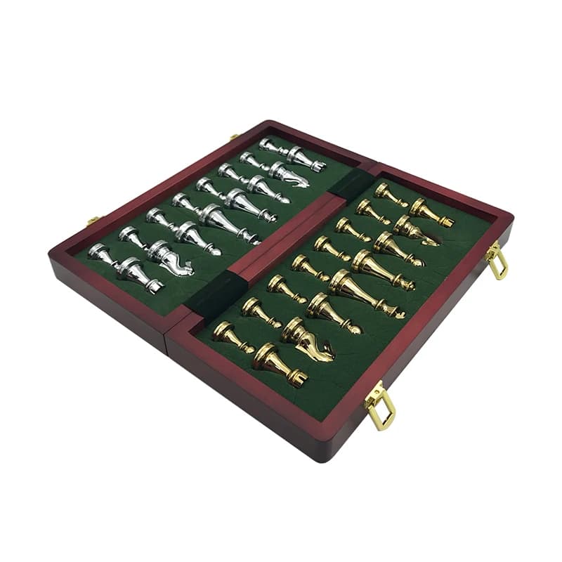 Chess Deluxe Wooden checkerboard Set 30cm/11.81in Portable folding checkerboard weight zinc alloy chess pieces Christmas gift