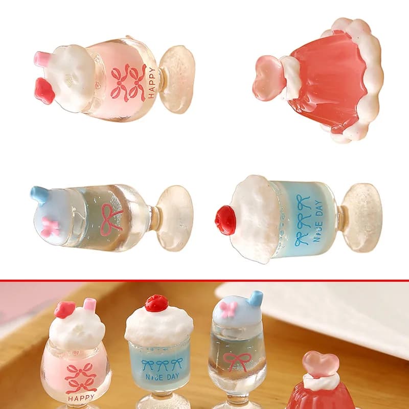 3 pezzi di simulazione di casa delle bambole tazza di crema di ciliegia tazza di gelato mini modello ornamento giocattolo per bambole decorazione fai da te regalo per bambini