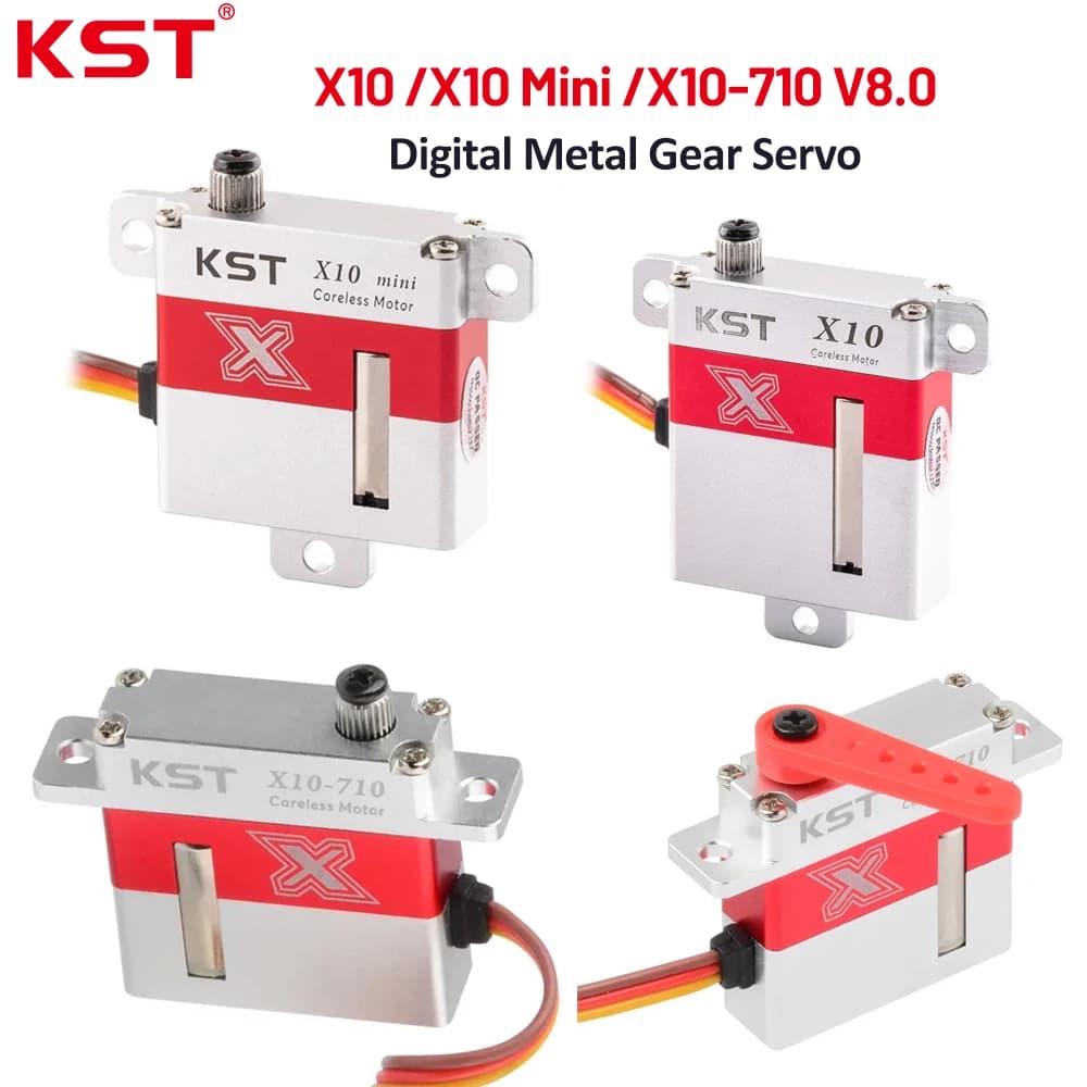 Servo Digitale KST X10/X10 Mini/ X10-710 V8.0 con Ingranaggi in Metallo 7.5kg/10.8kg 0.10sec per Aeromodelli RC, Alianti, Elicotteri F3J/F3B/F3F