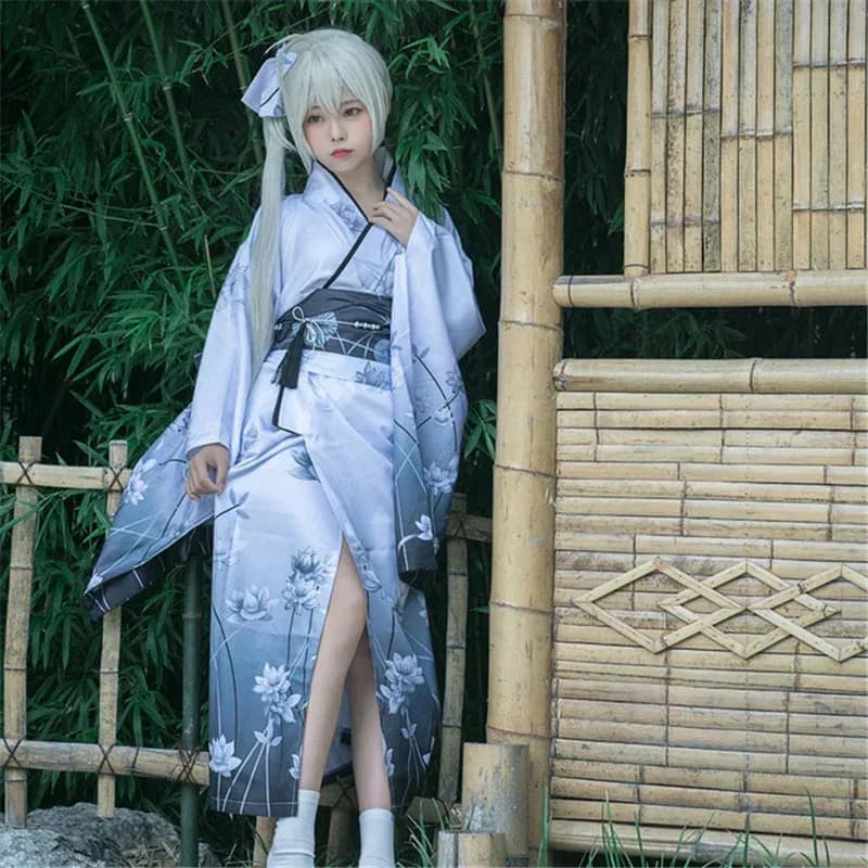 Tradizionale giapponese Yukata stampato ragazza Haori floreale Kimono vestito Anime gioco di ruolo costume abito/accappatoio/accappatoio da festa