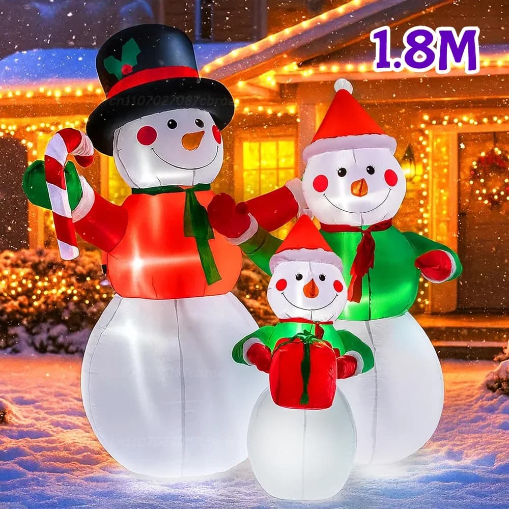 6FT Christmas Inflatable Snowman Family, Built-in LED Lights,For Outdoor And Indoor Lawn, Courtyard, Garden Holiday Decoration