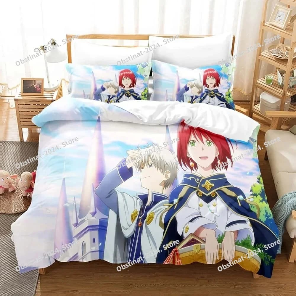 Set biancheria da letto 3d Biancaneve con capelli rossi Set letto stampato Copripiumino Lenzuolo Federa Copripiumino morbido Full Queen King Size