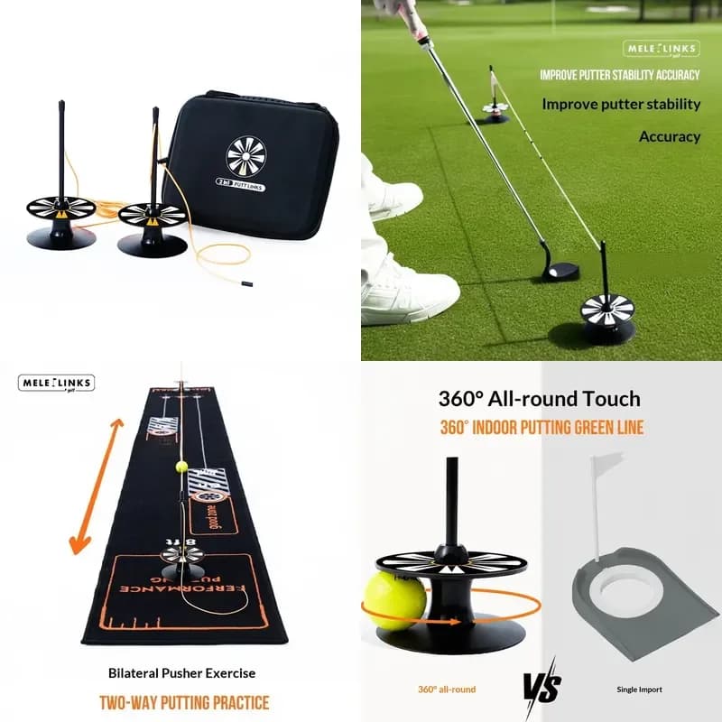 Portable Golf Putting Trainer Kit - Ball Return Disc, Alignment Rope & Hole Cup with Carry Bag