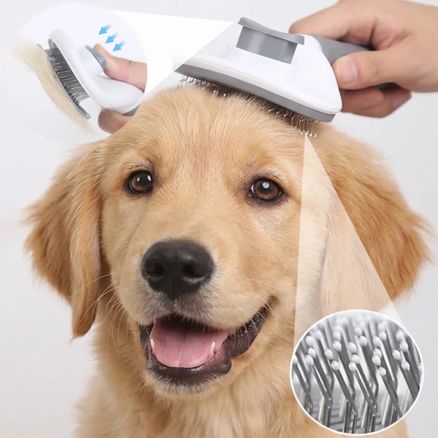 Spazzola Autopulente per Animali Domestici, Rimozione Peli di Cani e Gatti con Un Solo Clic, Pettine Professionale per Toelettatura di Animali a Pelo Lungo/Corto