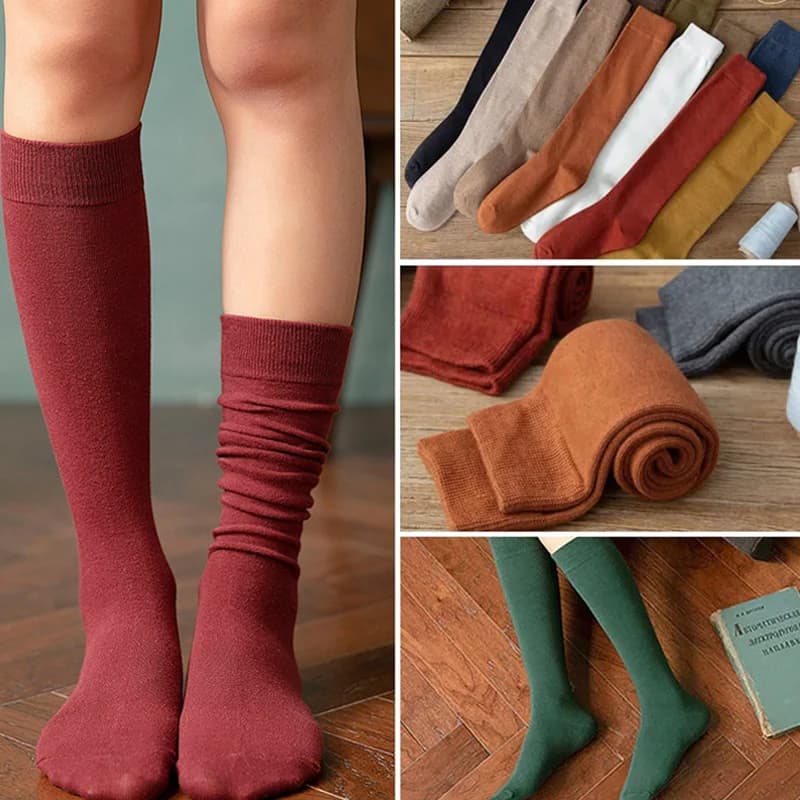 Women's Long Socks Harajuku Organic Cotton Women's Long Socks Solid Hot Thigh Women's Thigh Girls Street Fashion Casual Knee Socks for Young