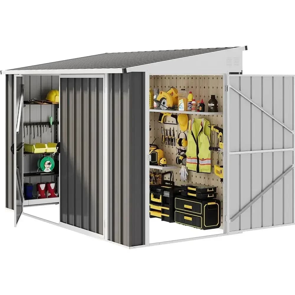 Outdoor Metal Storage Shed, Secure Bike Shelter with Lockable Door, Ideal for Garden, Lawn Equipment, and Tools in Gray