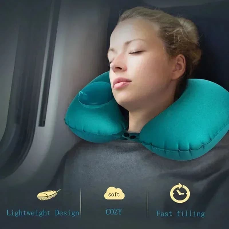 Cuscini da viaggio Aerei Gonfiabili Super leggeri Cuscino per il collo portatile Cuscino gonfiabile automatico per vertebre cervicale a forma di U Amagi