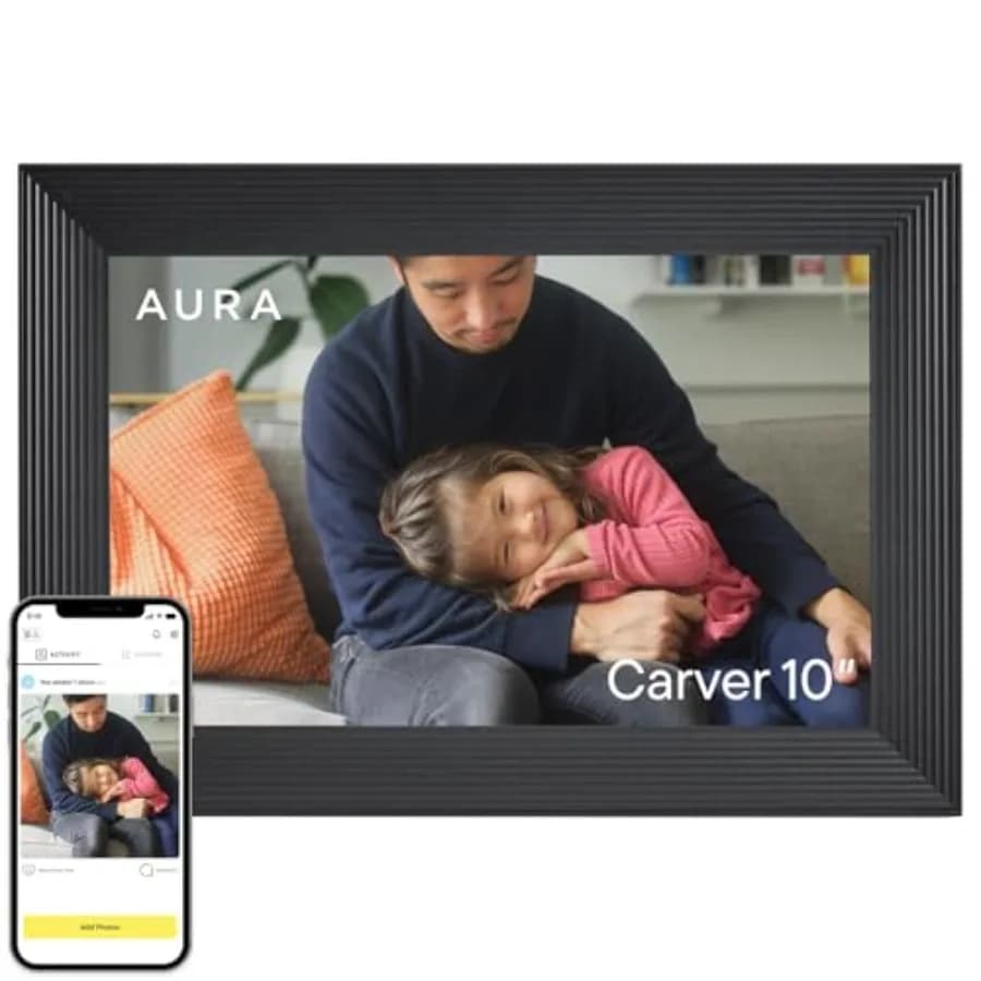 Cornice Digitale WiFi HD Carver 10.1" con App Gratuita per Aggiungere Foto e Archiviazione Illimitata - La Scelta di Wirecutter per la Migliore Cornice Digitale