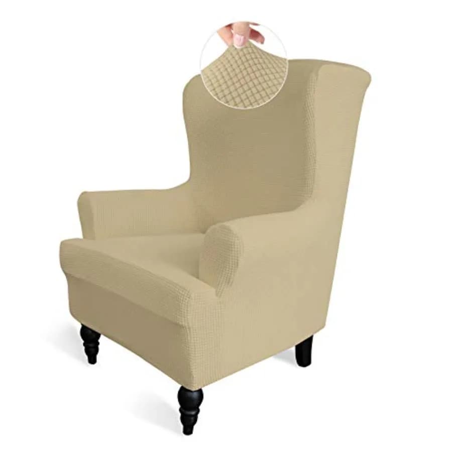 Copridivano Elasticizzato per Poltrona Wingback, Protezione per Mobili, Morbido con Fondo Elastico in Spandex Jacquard