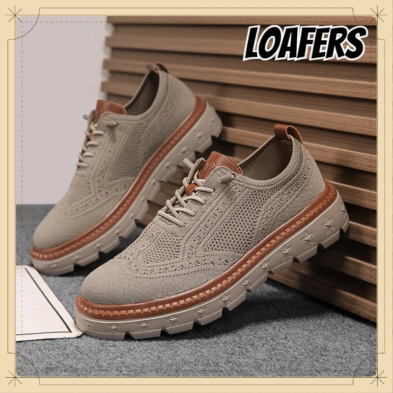 Scarpe Casual da Uomo Traspiranti in Maglia Stile Brogue, Mocassini Trendy con Plateau, Sneakers Comode per Business Casual