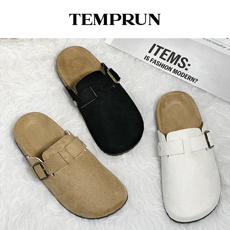 Infradito casual da donna con punta chiusa Pantofole estive da esterno Sandali in flanella da coppia Comodi scivoli antiscivolo resistenti all'usura
