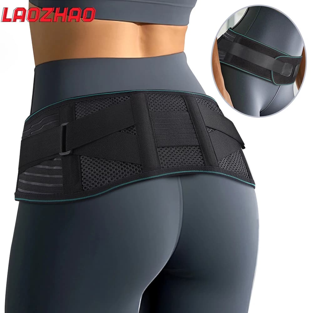 1 tutore per la parte bassa della schiena per alleviare il dolore – Cintura di supporto lombare regolabile per sciatica, traspirante e stabilizzazione con 4 supporti in acciaio