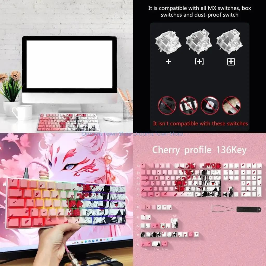 Set tasti tasto HX6A 136, keycap traslucidi con stampa laterale per tastiere meccaniche