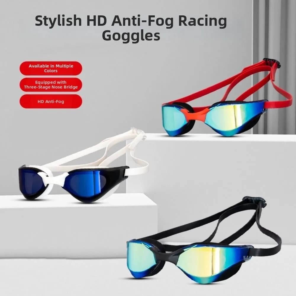 Swimwear for Adults HD Vision, Adjustable, Electroplated, Waterproof, Large Visual, Professional for Swimming Gare