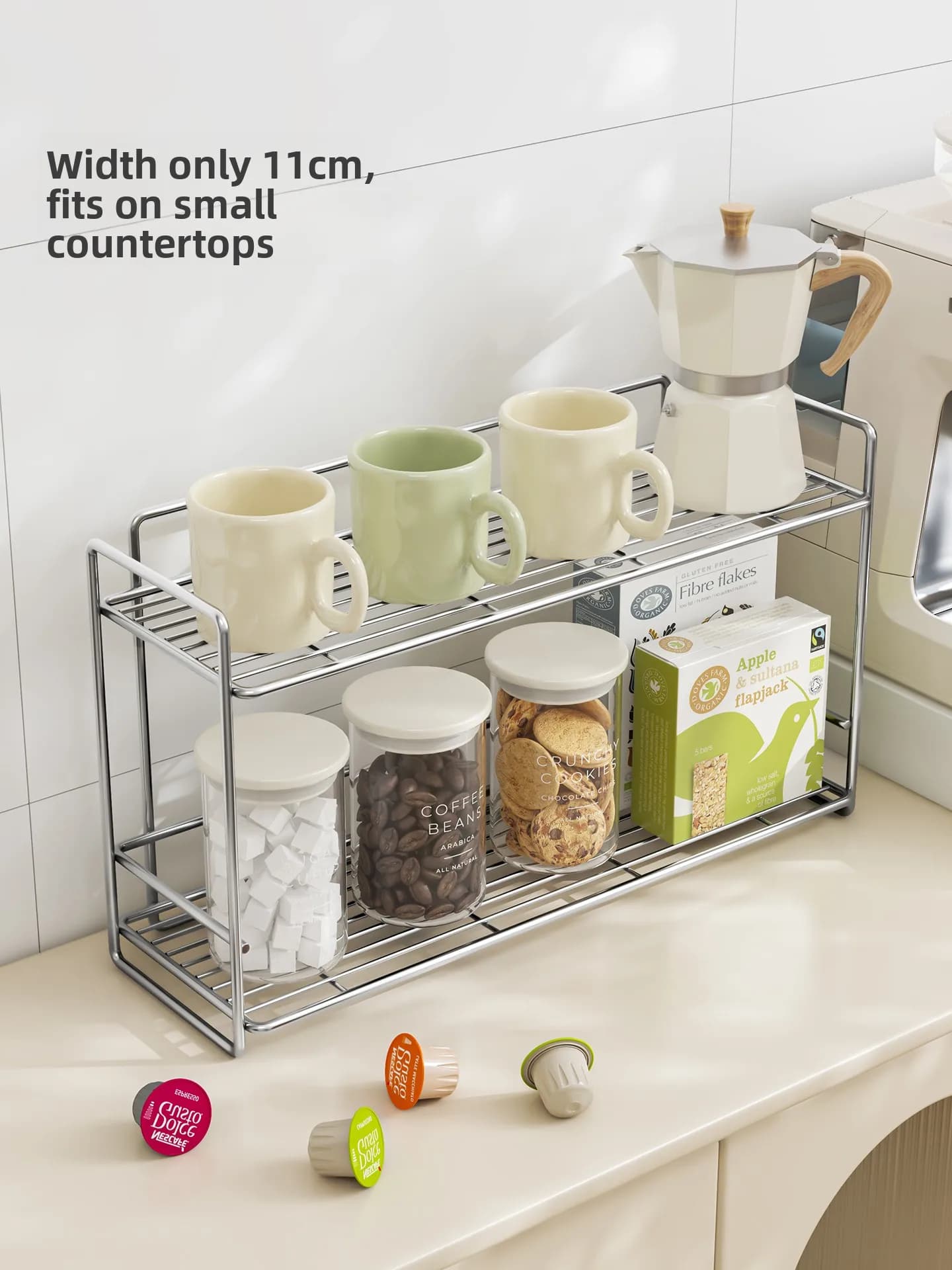 Stainless Steel Desktop Organizer Rack Kitchen Bathroom Cup Holder Draining Shelf Simplicity Style Practical Storage Solution