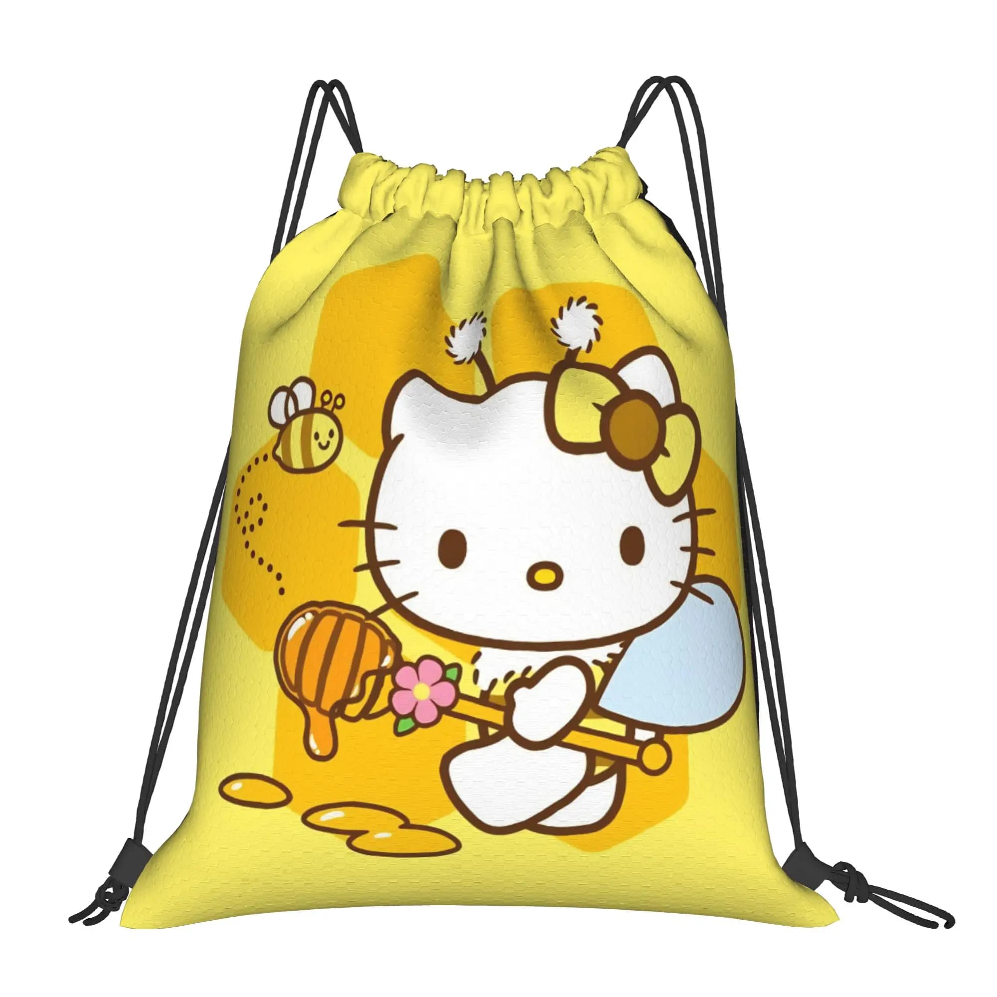 Yellow K-Kittys Bee Drawstring Backpack Sports Gym Sackpack Water Resistant String Bag for Working Out 36cm (W) x 43cm (H)