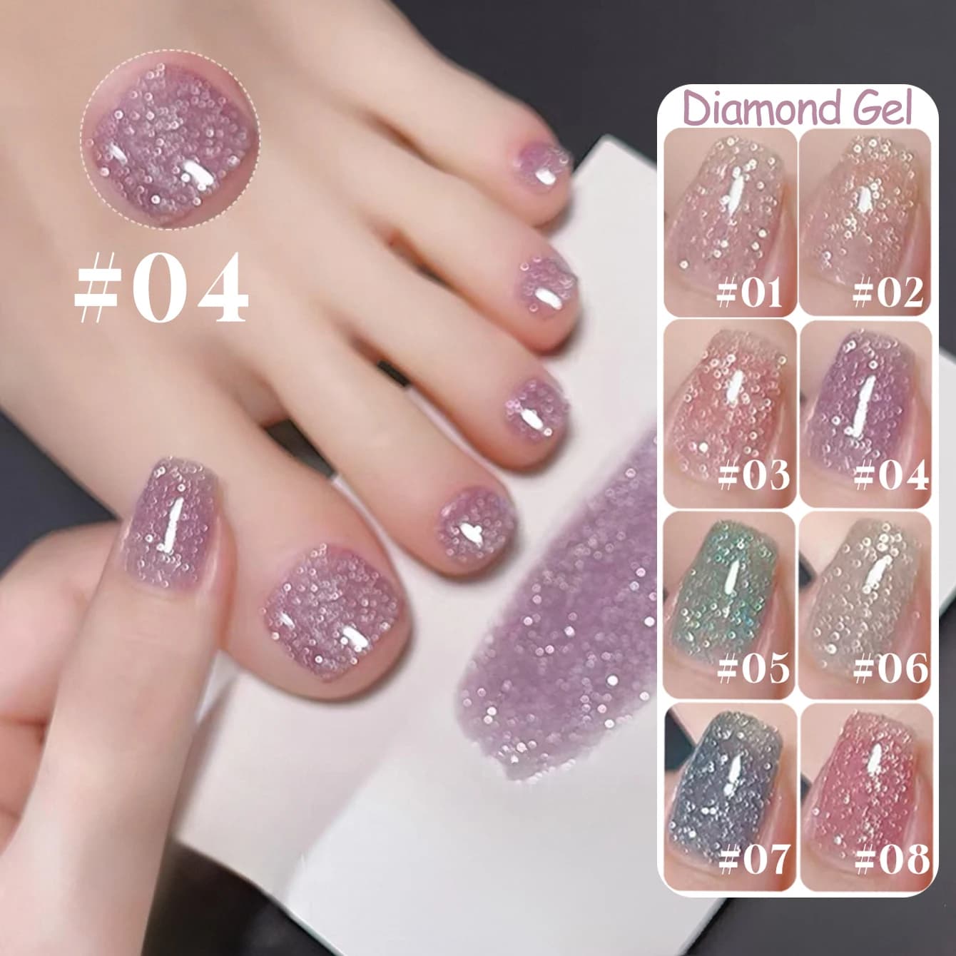 ZH 12ML 1-8 pezzi Smalto per unghie gel riflettente glitterato Paillettes scintillanti colorate Soak Off UV LED Vernice Decorazione per unghie artistiche