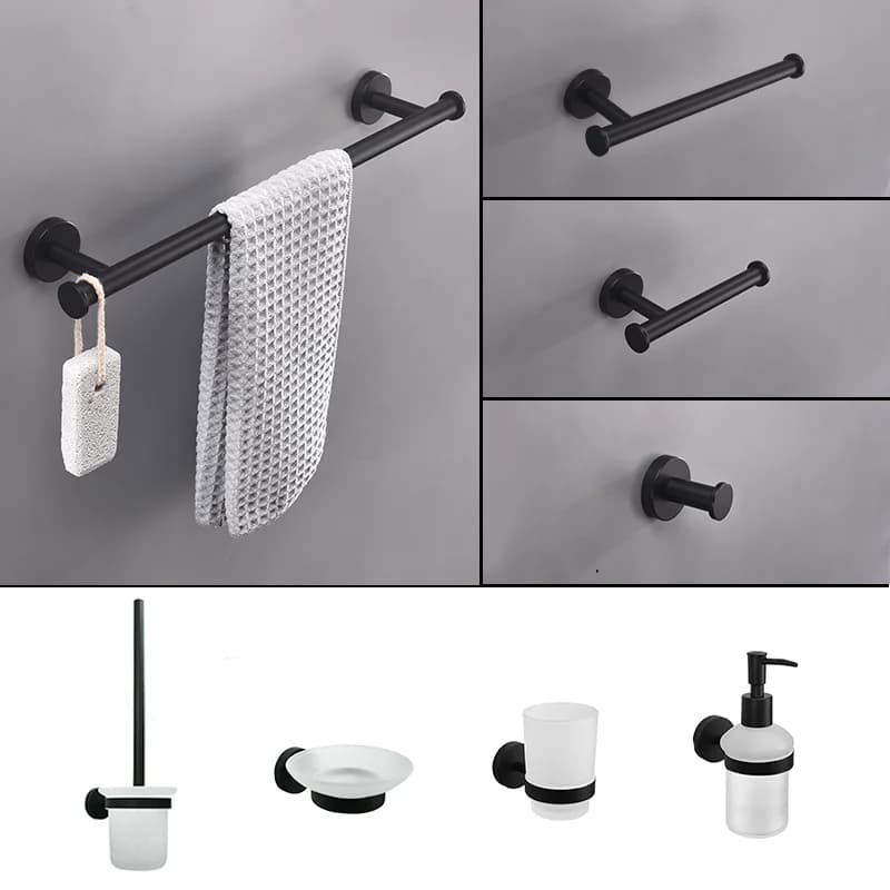 Matte Black Stainless Steel Wall Mounted Kitchen Towel Hook Toilet Paper Holder Towel Bar Soap Dispenser Bathroom Accessories