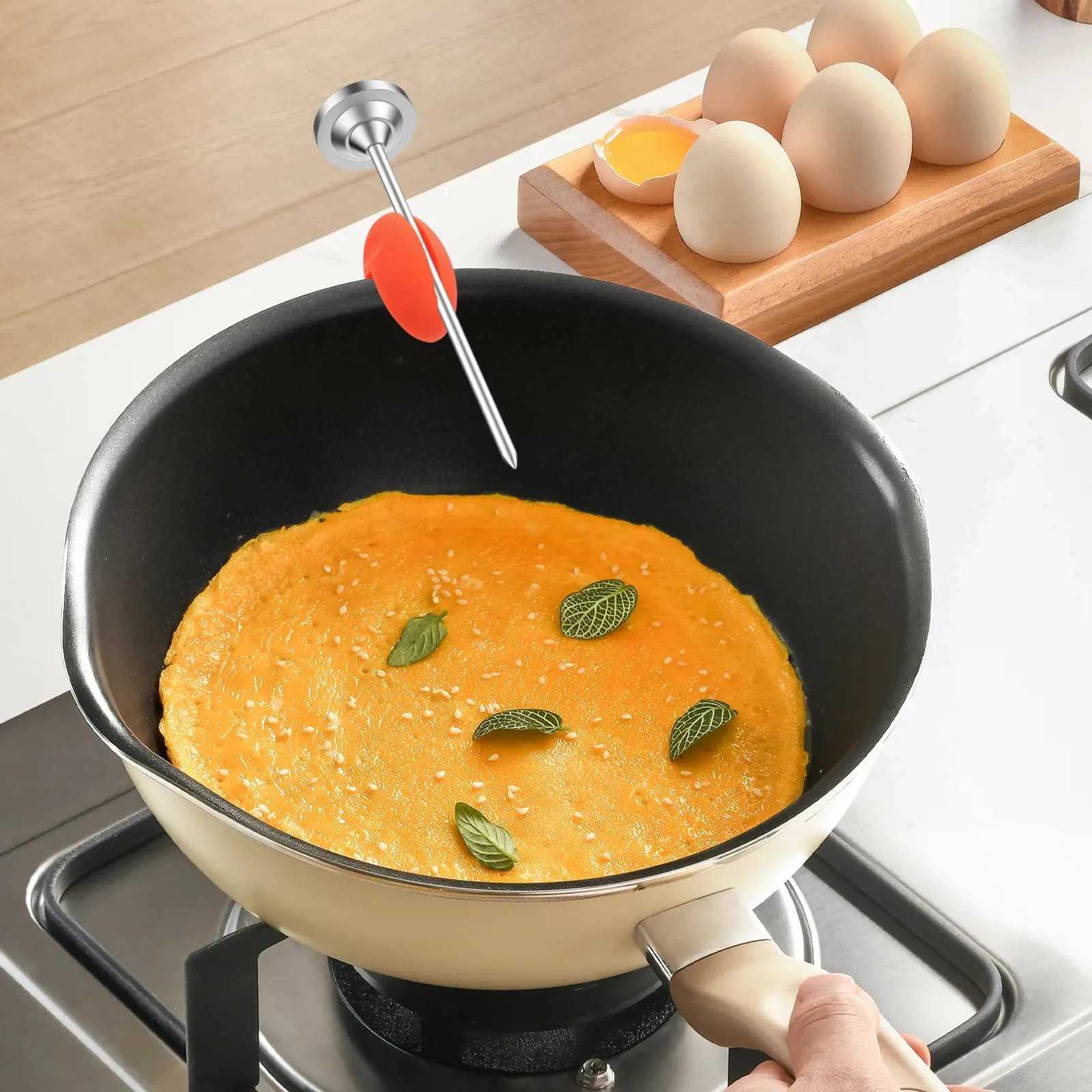 Clip Termometro in Silicone Resistente al Calore, Regolabile per Cucina, Pasticceria e Grigliate