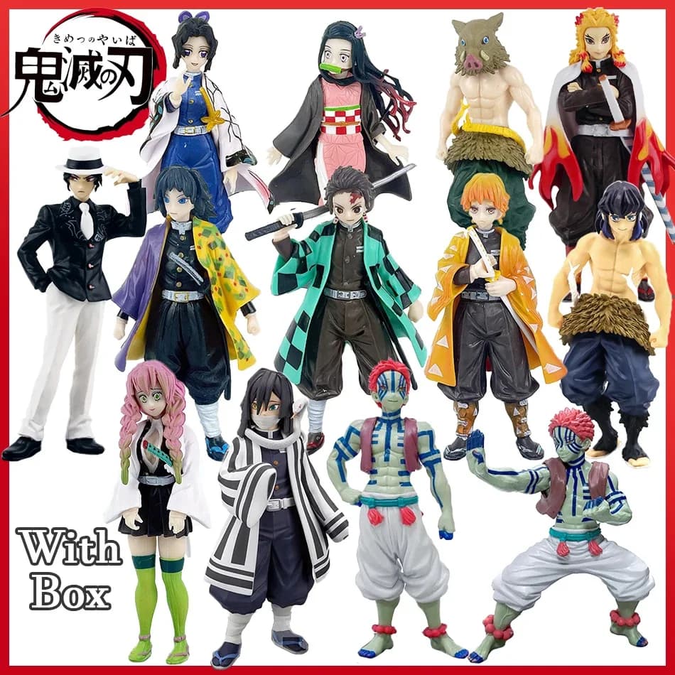 Figura di Kamado Tanjirou dall'anime Kimetsu no Yaiba, action figure di Agatsuma Zenitsu e Nezuko, modello in PVC da collezione.