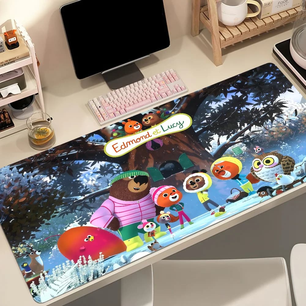 Cartoon E-Edmond And Lucy Mouse Pad Large Non-slip Lockedge Desktop Computer Desk Mat Keyboard MousePad Office Gamer Student