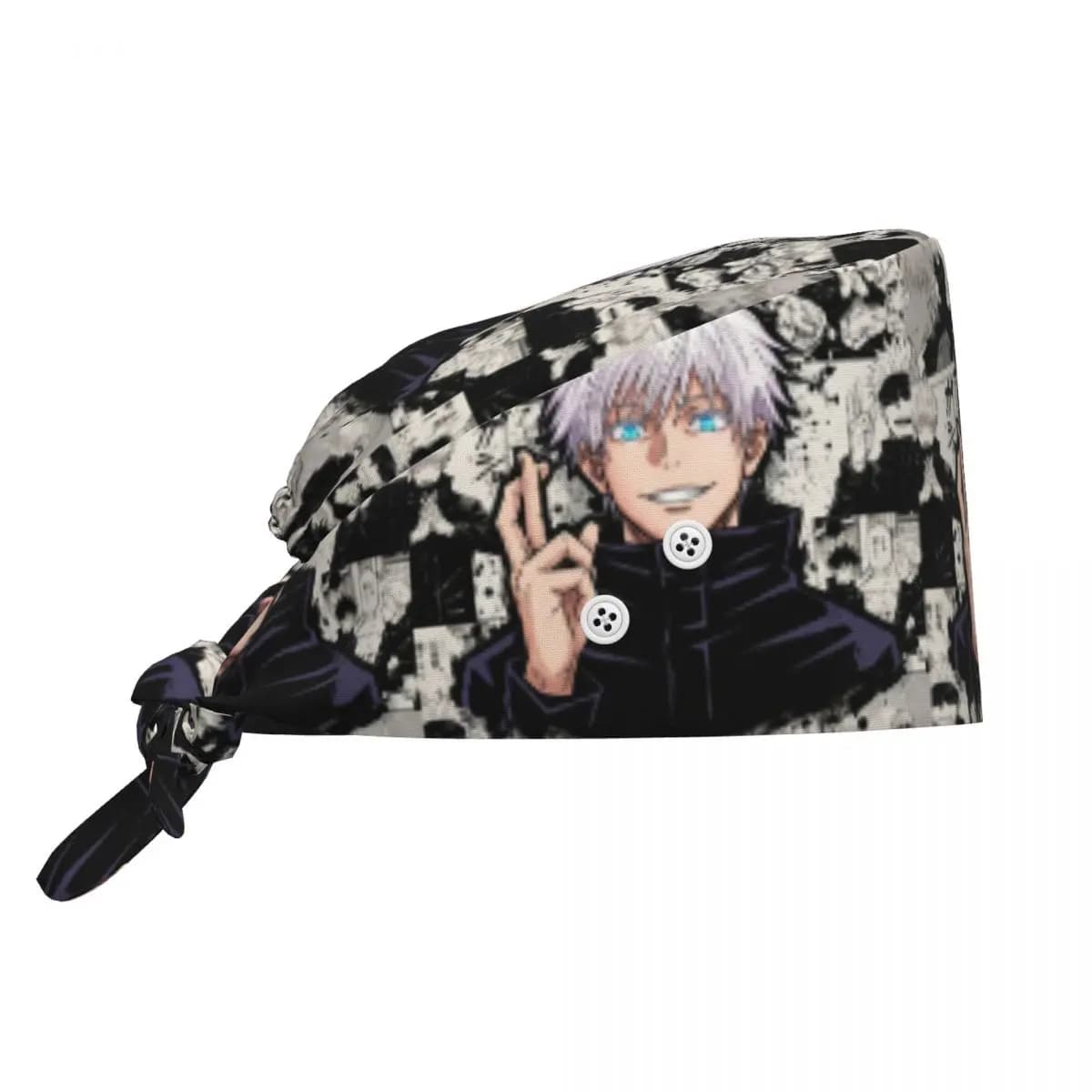 Cappello Chirurgico Personalizzato S-Satorues G-Gojoes con Bottoni, Cappelli per Sala Operatoria Uomo Donna, Cappelli per Operatori, Cappelli da Laboratorio