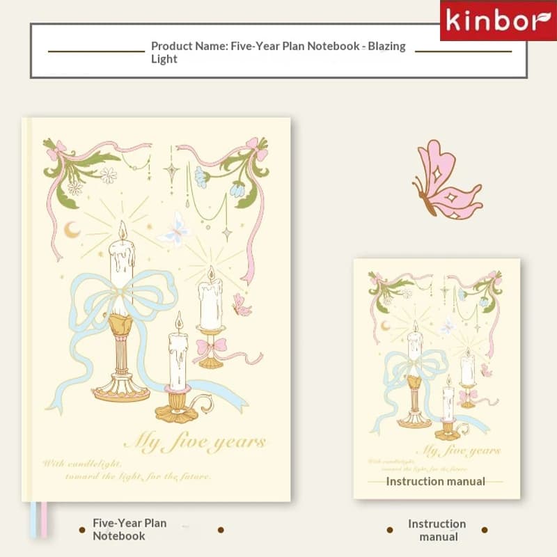 Kinbor A5 Undated Memory Journal Planner Hardcover Notebook Hot Stamping Daily Plan Notepad Journaling Hand Account Lovers Tools