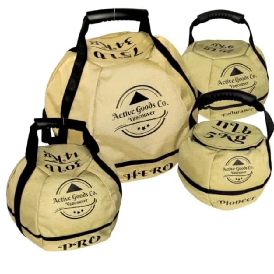 Kettlebell Sandbag per allenamento fitness: tessuto in nylon resistente, colore nero, peso regolabile da 11 libbre a 75 libbre, versatile e portatile.