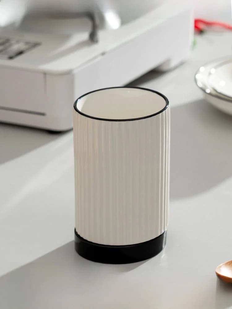 Onlycook Porta Bacchette in Ceramica, Contenitore Scolostrante per Cucchiai, Design Semplice, Organizzatore per Utensili da Cucina