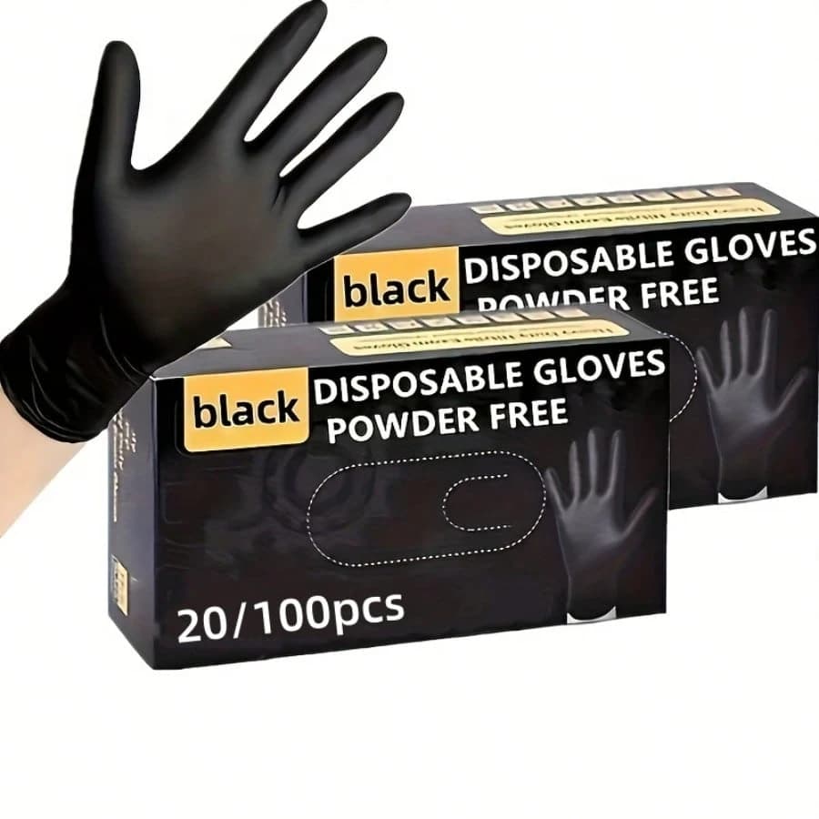 Guanti in nitrile da 20/100 pezzi, guanti per la pulizia, guanti per lavare i piatti, guanti per la pulizia della casa, guanti in nitrile usa e getta, guanti neri