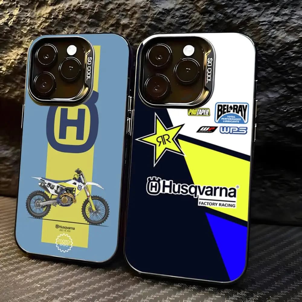 Motorcycle H-Husqvarnaes-S Phone Case For lMDColor Silver Shell For lPhone 17 16 e 15 14 13 12 11 Pro Max Plus