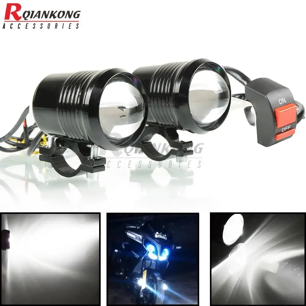 2PCS Faro Del Motociclo U2 High Low Flash LED Spot di Guida Testa Lampadina Luce Nera Lampada Ausiliaria 1200LM 30W 12V Parti di Motocross