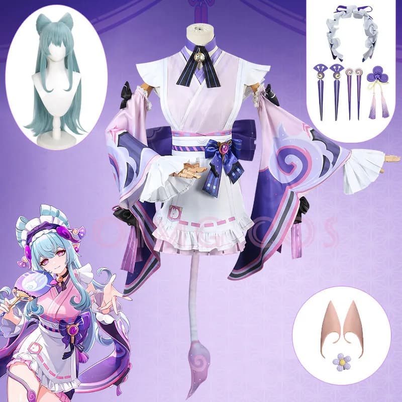 Genshin Impact Yumemizuki Mizuki Cosplay Costume Uniform Jacquard Fabric Wig Anime Chinese Costumes Halloween for Women Game