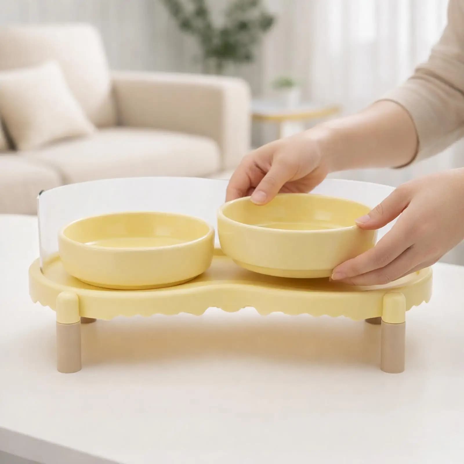 Tavolo Rialzato per Alimentazione Animali Domestici con Dispenser Automatico Compatibile con Ciotole Rialzate per Uso Domestico