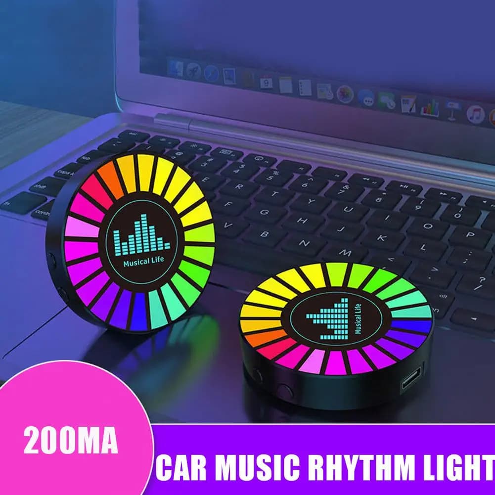 Smart RGB Pickup Lights LED 3D Lampada ambientale Controllo del suono Musica Ritmo Luci Deodorante per auto Gaming TV Creative Deco A1C5