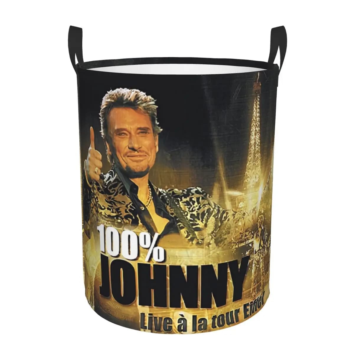Johnny Hallyday Cesto per la biancheria pieghevole Cantante rock francese Vestiti Cesto per giocattoli Contenitore per bambini Asilo nido