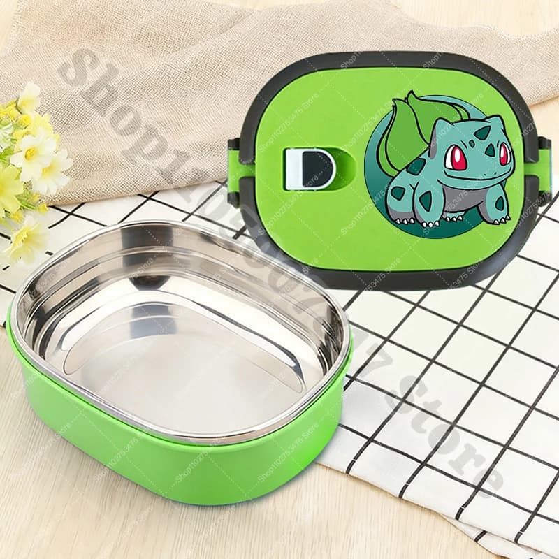 Children Stainless Steel Lunch Box Anime Bulbasaur Squirtle Cute Lunchbox for Kids Boy Girl Cartoon Food Container Birthday Gift