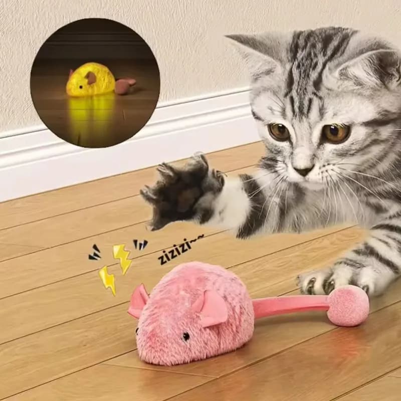 Giocattolo per gatti con topo di peluche stridulo da 1 pezzo, giocattolo da masticare interattivo con suono, a prova di morso per gatti da interni, simulazione di caccia