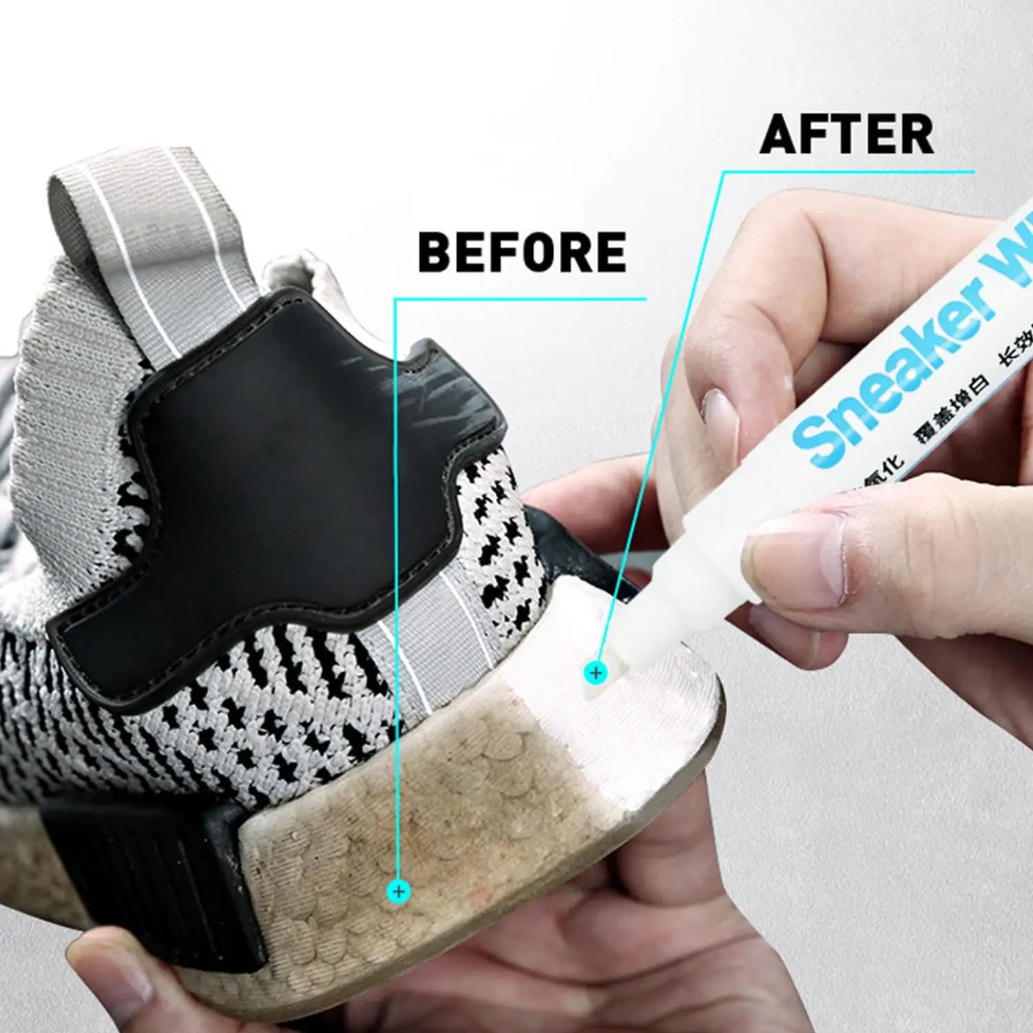 Sbiancamento delle macchie delle scarpe Rimozione delle macchie Scarpe da ginnastica impermeabili Penna antiossidante Riparazione Colore complementare Pulizia delle scarpe bianche Go gialle