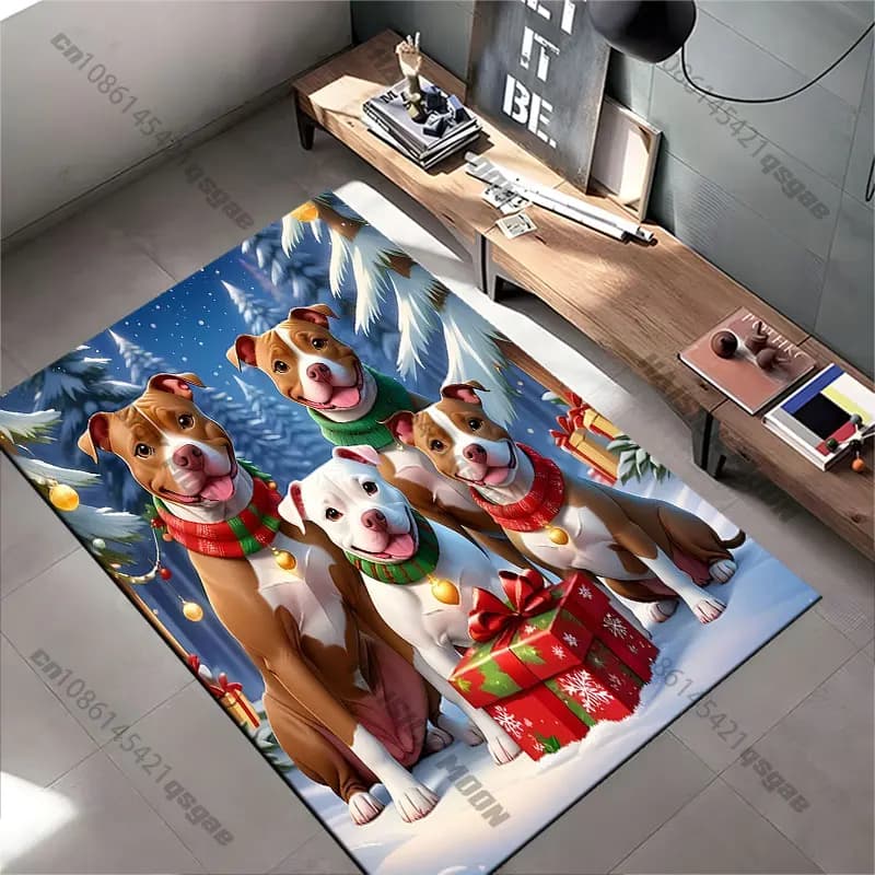 Christmas mat with festive dogs, yoga mat, decoration for living room, baby mat, grass, decorative carpet, game mat