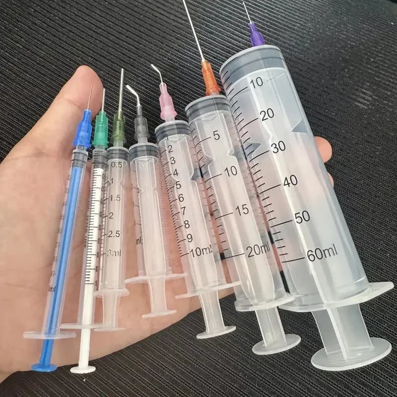 14pcs Syringe Set with Blunt Needles, Various Size:1ml, 3ml, 5ml, 10ml, 20ml, 60ml, Plastic, for Refilling, Measuring, Scientif
