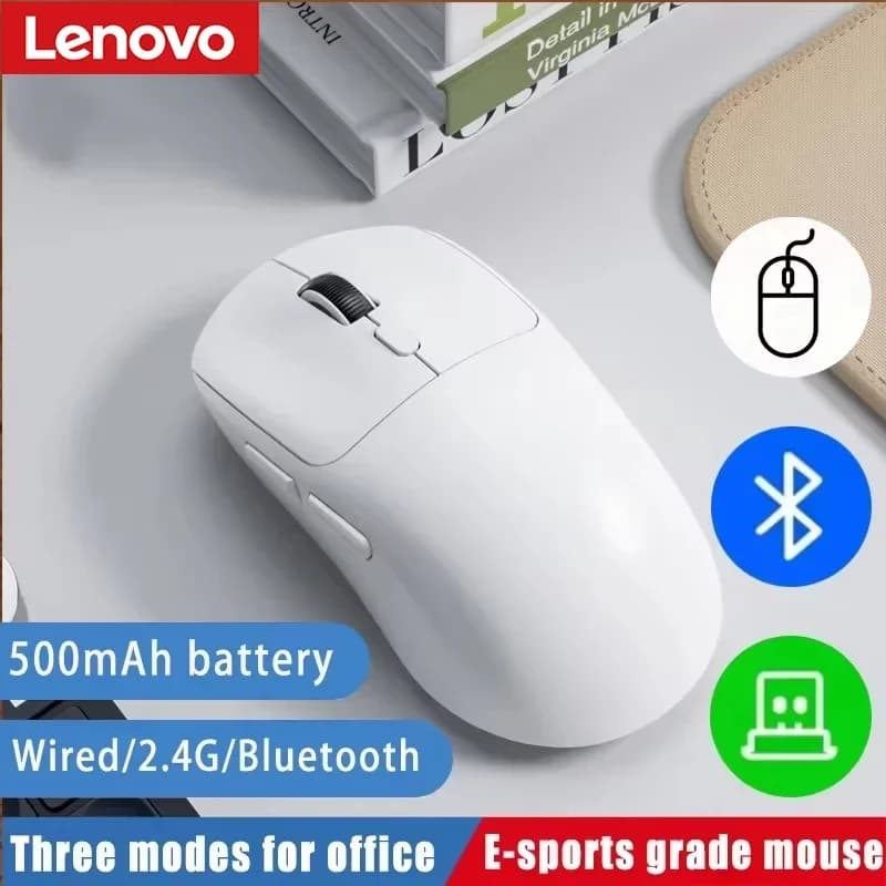 Lenovo Wireless Three-Mode Mouse Bluetooth 2.4G Rechargeable Ergonomic Office Gaming Portable Mice For iPad PC Laptop Mouse